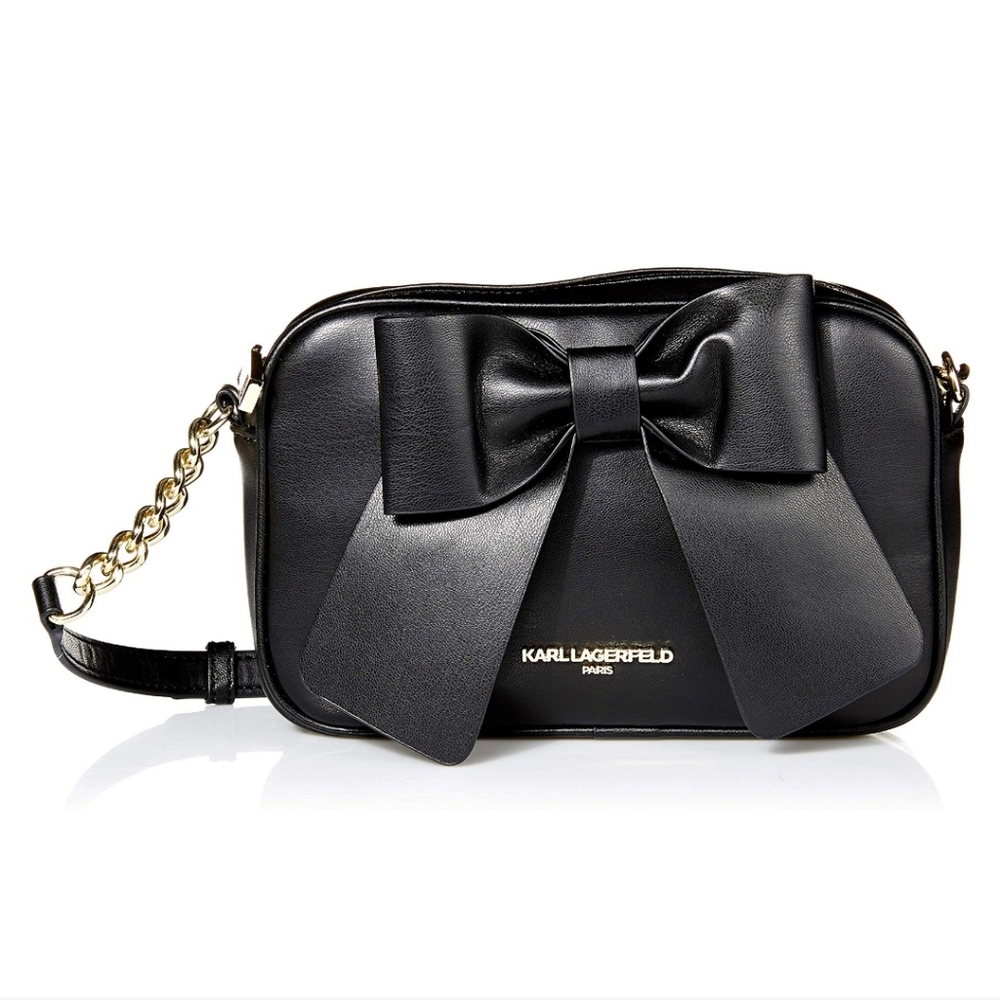 SOLD😍😍KARL LAGERFELD Paris Kris Fara PU bow bag - Picture 1 of 8